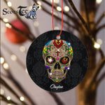 Sugar Skull Ornament Personalized Ornaments Sugar Skull Of The Dead Cool Bone Head Skulls Gift Ornament - Scotstee Shop