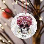 Sugar Skull Ornament Personalized Ornaments Floral Sugar Skull Day of Dead Dia De Muertos Gift Happy Halloween Ornament Gift - Scotstee Shop