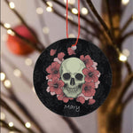 Sugar Skull Ornament Personalized Ornaments Floral Skull Dia de los Muertos Flower Hibiscus Happy Halloween Ornament Gift - Scotstee Shop