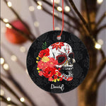Sugar Skull Ornament Personalized Ornaments Flower Skull Sugar Roses Women Halloween Gift Happy Halloween Ornament Gift - Scotstee Shop