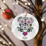 Sugar Skull Ornament Personalized Ornaments English Bulldog Sugar Skull Calavera Bulldog Sugar Skull Happy Halloween Ornament Gift - Scotstee Shop
