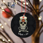 Sugar Skull Ornament Personalized Ornaments Nurse Sugar Skull Stethoscope RN Medical Halloween Costume Gift - Scotstee Shop