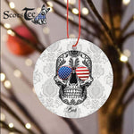 Sugar Skull Ornament Personalized Ornaments Skull American Flag Glasses Sugar Skull US Gift - Scotstee Shop