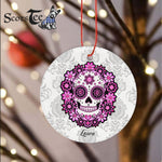 Sugar Skull Ornament Personalized Ornaments Purple Sugar Skull Gift Happy Halloween Ornament Gift - Scotstee Shop