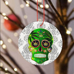 Sugar Skull Ornament Cool Day of Dead Sugar Skull Weed Happy Halloween Ornament Gift - Scotstee Shop