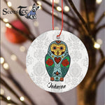 Sugar Skull Ornament Personalized Ornaments Sugar Skull Barn Owl Gift Happy Halloween Ornament Gift - Scotstee Shop