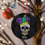 Sugar Skull Ornament Personalized Ornaments Sugar Skull Jester Hat Funny Mardi Gras Carnival Mexican Gift Happy Halloween Ornament Gift - Circle Ornament (2 sided) - Scotstee Shop