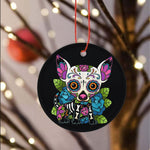 Sugar Skull Ornament Chihuahua Sugar Skull Mexico Dog Calavera Dia De Los Muertos Halloween Ornament Gift - Scotstee Shop