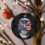Sugar Skull Ornament American Flag Skull July 4th Halloween Ornament Gift - Scotstee Shop