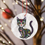 Sugar Skull Ornament Cute Sugar Skull Mexican Cat Halloween Day Of The Dead Happy Halloween Ornament Gift - Scotstee Shop