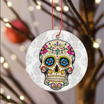 Sugar Skull Ornament Day of Dead Sugar Skull with Cross Happy Halloween Ornament Gift Halloween Tree Decorations Halloween Gift - Scotstee Shop