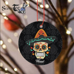 Sugar Skull Ornament Personalized Ornaments Sugar Skull with Hat Dia de Muertos Gift Happy Halloween Ornament Gift - Scotstee Shop