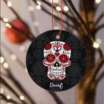 Sugar Skull Ornament Personalized Ornaments Flower Sugar Skull Halloween Gift Happy Halloween Ornament Gift - Scotstee Shop