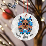 Sugar Skull Ornament Personalized Ornaments Sugar Skull Day Of Dead Cool Bone Head Skulls Gift Halloween Ornament - Scotstee Shop
