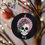 Sugar Skull Ornament Personalized Ornaments Lady Sugar Skull Flower Gift Happy Halloween Ornament Gift - Scotstee Shop
