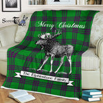 Scotstee Shop - Scotstee Shop Tartan Plaid Fleece Blankets With Moose Clan Elphinstone Hunting Tartan Plaid Christmas Blanket