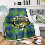 Scotstee Shop Tartan Plaid Blanket Marjoribanks Ancient Clan Crest Badge Scottish Tartan Plaid Sherpa Blanket