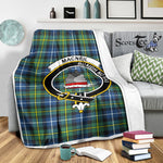 Scotstee Shop Tartan Plaid Blanket MacNeill Of Barra Ancient Clan Crest Badge Scottish Tartan Plaid Sherpa Blanket