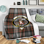 Scotstee Shop Tartan Plaid Blanket MacRae Hunting Weathered Clan Crest Badge Scottish Tartan Plaid Sherpa Blanket