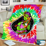 Scotstee Shop - Scotstee Shop Blanket Hippie Alien Cat Space Kitten Tie Dye Rainbow Hippie Fleece Blanket
