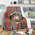 Scotstee Shop Tartan Plaid Blanket MacFarlane Ancient Clan Crest Badge Scottish Tartan Plaid Sherpa Blanket