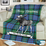 Scotstee Shop - Scotstee Shop Tartan Plaid Fleece Blankets With Moose Clan Bowie Tartan Plaid Christmas Blanket