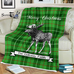 Scotstee Shop - Scotstee Shop Tartan Plaid Fleece Blankets With Moose Clan Galloway District Tartan Plaid Christmas Blanket
