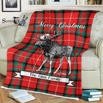 Scotstee Shop - Scotstee Shop Tartan Plaid Fleece Blankets With Moose Clan Glas Red Tartan Plaid Christmas Blanket