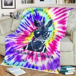 Scotstee Shop - Scotstee Shop Blanket Galaxy Zebra Neon Rainbow Tie Dye Watercolor Hippie Rainbow Fleece Blanket