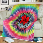 Scotstee Shop - Scotstee Shop Blanket Anatomical Heart With Red Roses Hippie Fleece Blanket