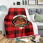 Scotstee Shop Tartan Plaid Blanket Munro Clan Crest Badge Scottish Tartan Plaid Sherpa Blanket