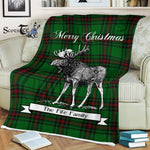 Scotstee Shop - Scotstee Shop Tartan Plaid Fleece Blankets With Moose Clan Fife District Tartan Plaid Christmas Blanket