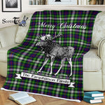 Scotstee Shop - Scotstee Shop Tartan Plaid Fleece Blankets With Moose Clan Farquharson Tartan Plaid Christmas Blanket