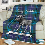 Scotstee Shop - Scotstee Shop Tartan Plaid Fleece Blankets With Moose Clan Glen Tartan Plaid Christmas Blanket