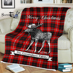 Scotstee Shop - Scotstee Shop Tartan Plaid Fleece Blankets With Moose Clan Cunningham Tartan Plaid Christmas Blanket