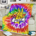 Scotstee Shop - Scotstee Shop Blanket Peace and Love Three Nomads Tie Dye Hippie Fleece Blanket