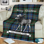 Scotstee Shop - Scotstee Shop Tartan Plaid Fleece Blankets With Moose Clan Cameron of Erracht Ancient Tartan Plaid Christmas Blanket