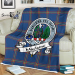Scotstee Shop - Scotstee Shop Tartan Plaid Fleece Blankets MacLaine of Loch Blue Hunting Ancient Clan Badge Tartan Fleece Blanket Scottish