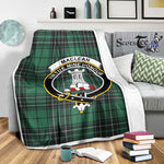 Scotstee Shop Tartan Plaid Blanket MacLean Hunting Ancient Clan Crest Badge Scottish Tartan Plaid Sherpa Blanket