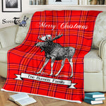 Scotstee Shop - Scotstee Shop Tartan Plaid Fleece Blankets With Moose Clan Burnett Modern Tartan Plaid Christmas Blanket