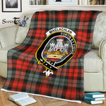 Scotstee Shop - Scotstee Shop Tartan Plaid Fleece Blankets MacLachlan Weathered Clan Crest Badge Tartan Fleece Blanket Scottish