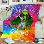Scotstee Shop - Scotstee Shop Blanket Alien Weed Grower Tie Dye Rainbow Hippie Fleece Blanket