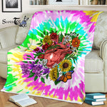 Scotstee Shop - Scotstee Shop Blanket Floral Anatomical Heart Tie Dye Rainbow Hippie Fleece Blanket