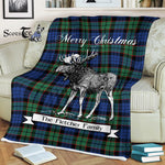 Scotstee Shop - Scotstee Shop Tartan Plaid Fleece Blankets With Moose Clan Fletcher Tartan Plaid Christmas Blanket