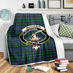 Scotstee Shop Tartan Plaid Blanket Matheson Hunting Clan Crest Badge Scottish Tartan Plaid Sherpa Blanket