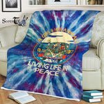 Scotstee Shop - Scotstee Shop Blanket A Girl and Her Animals Living Life In Peace Hippie Vintage Groovy Tie Dye Hippie Rainbow Fleece Blanket