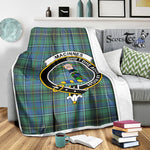 Scotstee Shop Tartan Plaid Blanket MacInnes Ancient Clan Crest Badge Scottish Tartan Plaid Sherpa Blanket