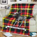 Scotstee Shop - Scotstee Shop Tartan Plaid Fleece Blankets With Moose Clan Buchanan Modern Tartan Plaid Christmas Blanket