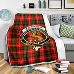 Scotstee Shop Tartan Plaid Blanket MacKintosh Clan Crest Badge Scottish Tartan Plaid Sherpa Blanket