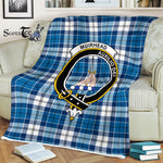 Scotstee Shop - Scotstee Shop Tartan Plaid Fleece Blankets Muirhead Blue Clan Crest Badge Tartan Fleece Blanket Scottish